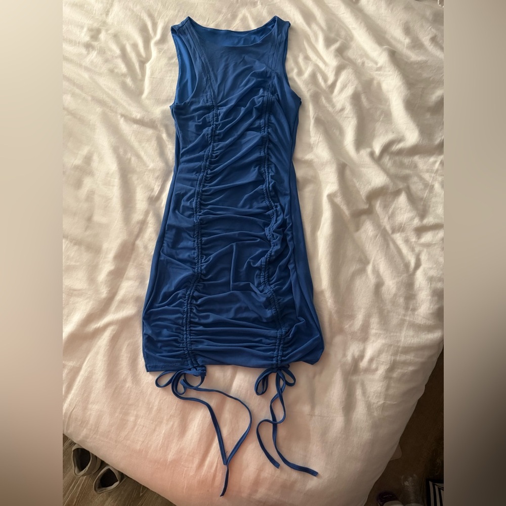 Blue Cinch Mini Dress